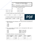 Prueba Matematica Tercero