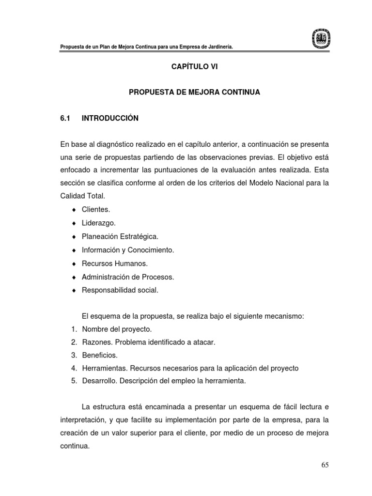 Plan de Mejora Continua en Jardinería | PDF | Análisis FODA | Planificación