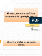 El Texto, Características Formales y Tipología Textual