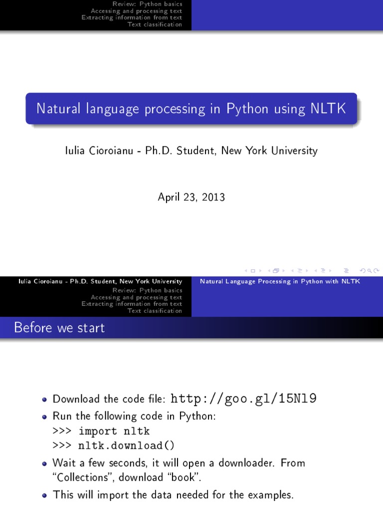 NLTK Presentation | PDF | Part Of Speech | String (Computer Science)