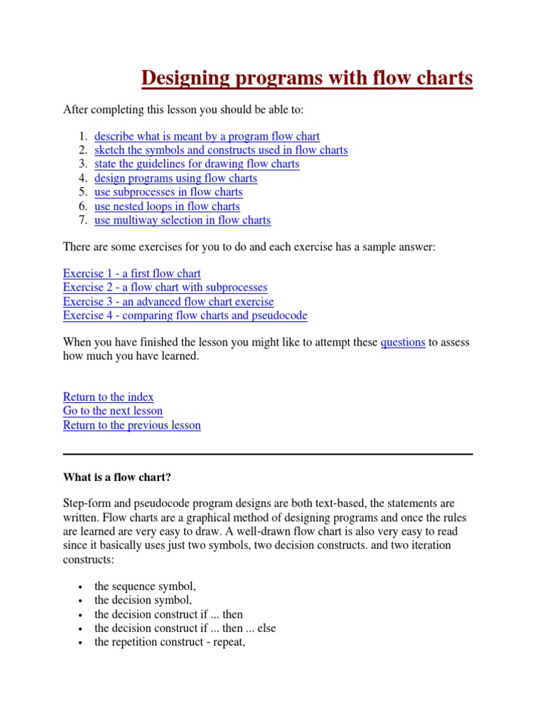 Designing Programs With Flow Charts | PDF | Iteration | Control Flow