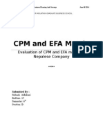 Evaluation of CPM and EFA Matrix of Nepalese Company