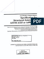 AISC Specification For Structural Joints Using ASTM A325 or A490 Bolts