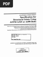 AISC Specification for Structural Joints Using ASTM A325 or A490 Bolts