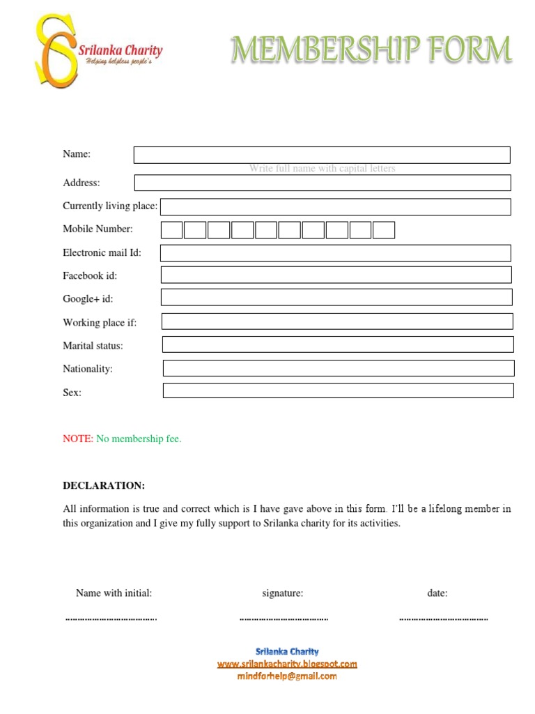 Membership Registration Form Template | PDF | Computing And Information ...