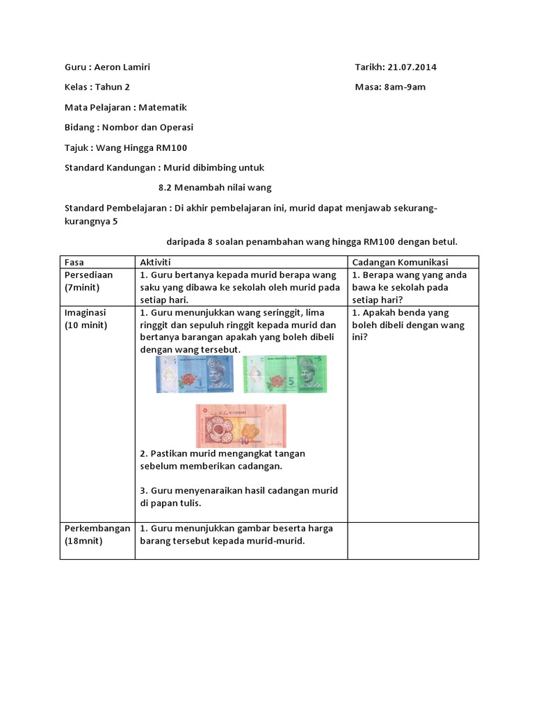 Rph Penambahan Wang Tahun 2 Pdf
