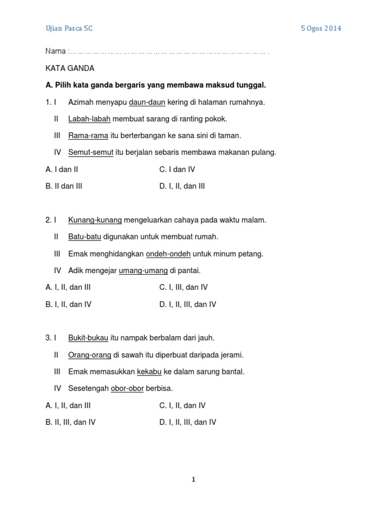 Study Zone Kata Ganda 国语重叠词 免费分享 请自行下载和收藏 Download Here Https Studyzonestudyzone Blogspot Com 2020 04 Kata Ganda Html 500 Soalan Bina Ayat Berdasarkan Gambar 500题国语看图造句