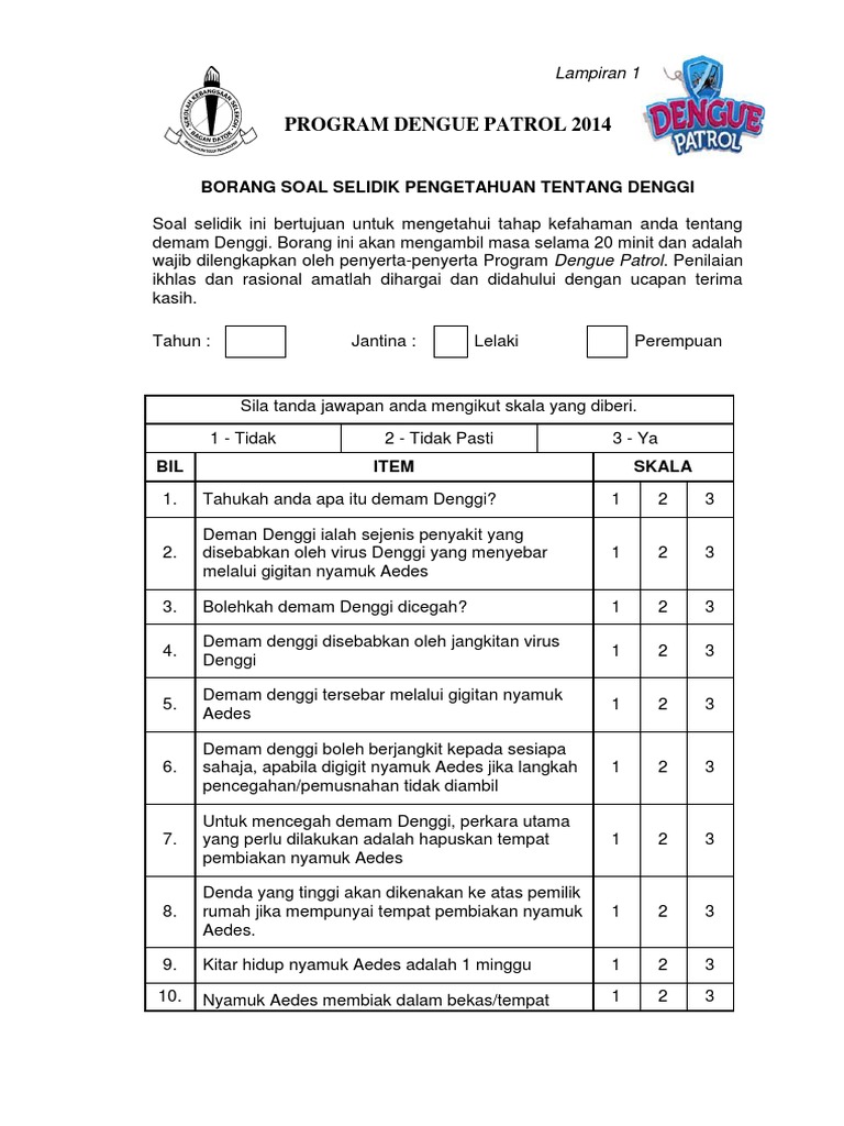 Borang Soal Selidik Denggi