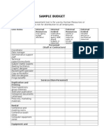 Sample Budget: Directions: This Assessment Tool Is For Use by Human Resources or