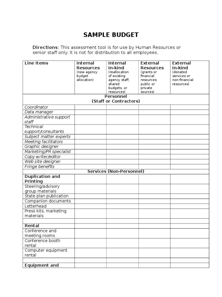 HR and Senior Staff Budget Guide | PDF