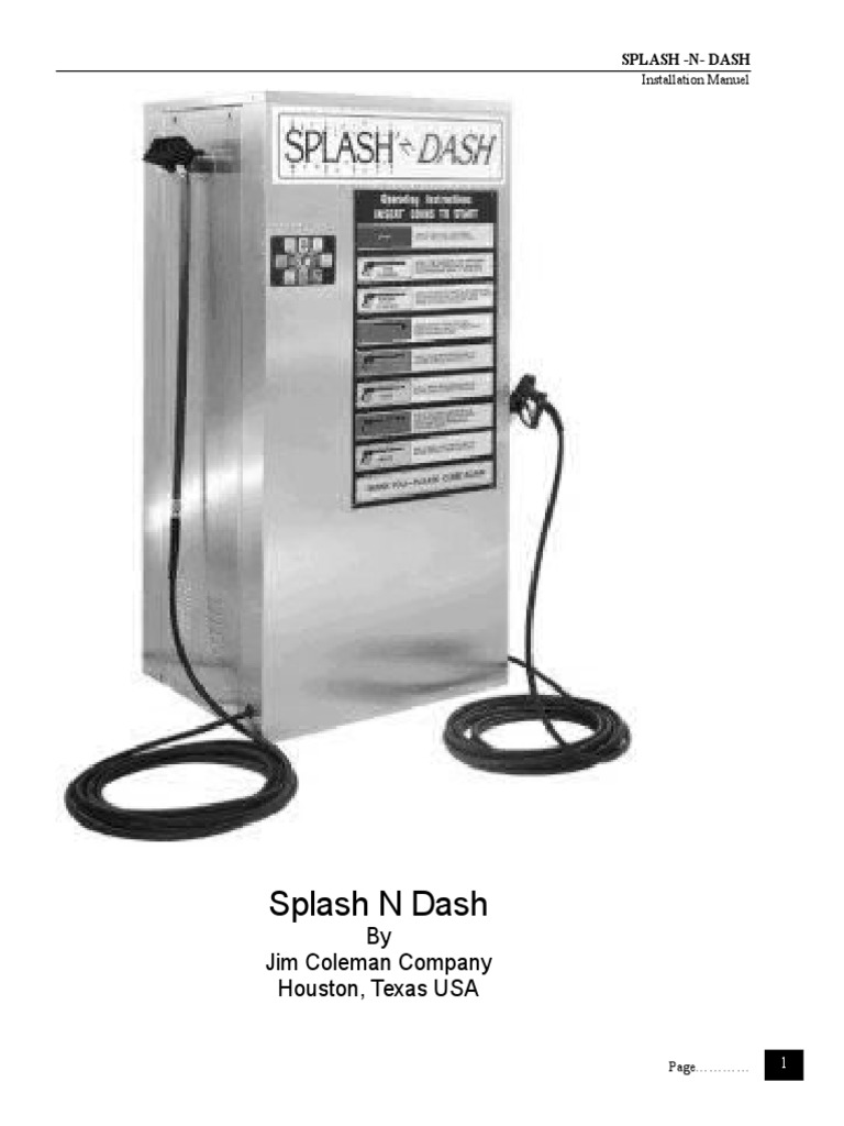 Splash-N-Dash Installation Manual | PDF | Pump | Valve