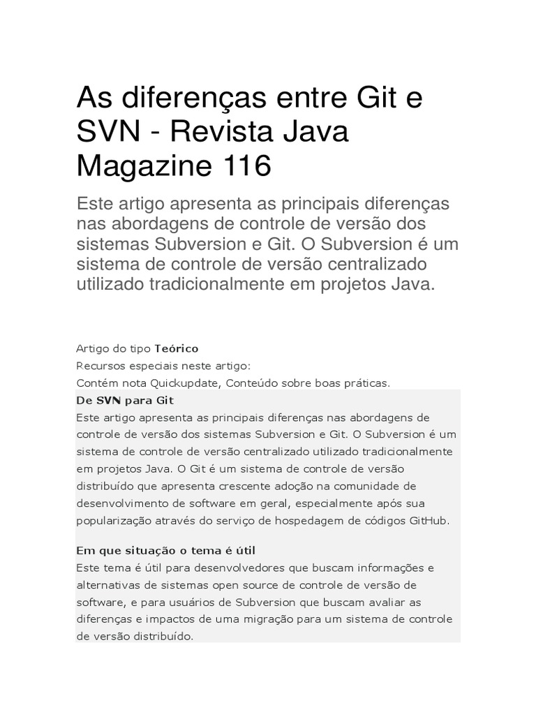 As Diferenças Entre Git e SVN | PDF | Linux | Android (sistema operacional)