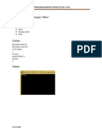 C Programming Practical File: Q. Write A Program To Display "Hello"
