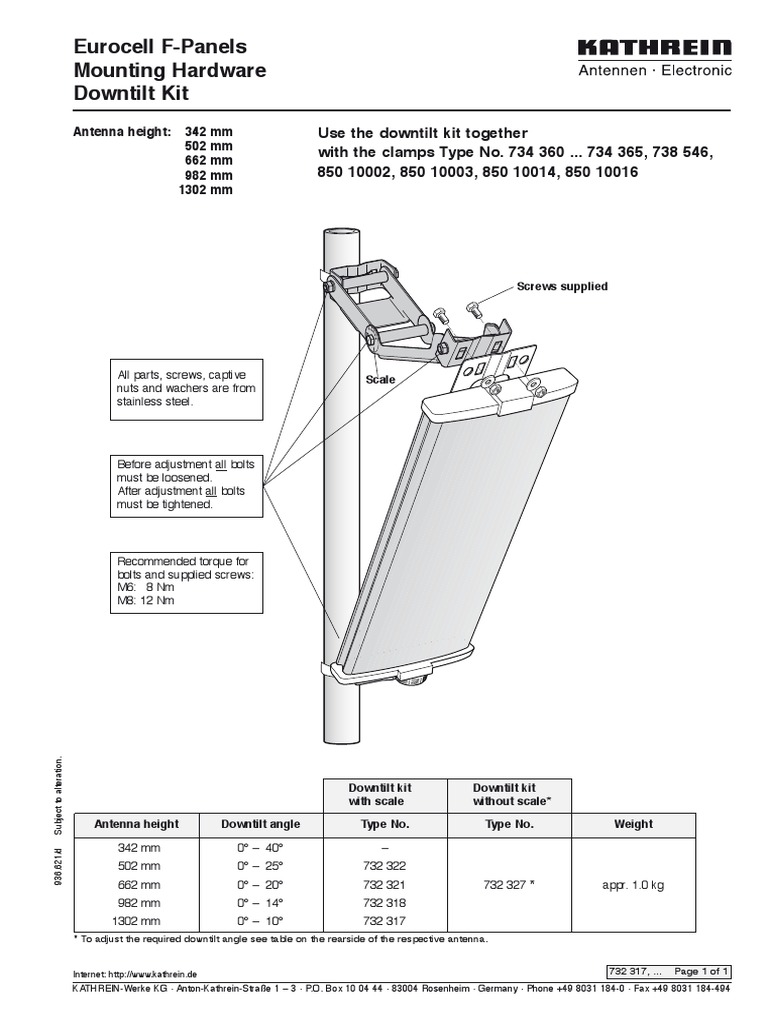 Downtilt Kit for Mechanical Antennas | PDF
