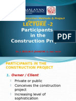 Lecture 2- Participants in the Construction Project