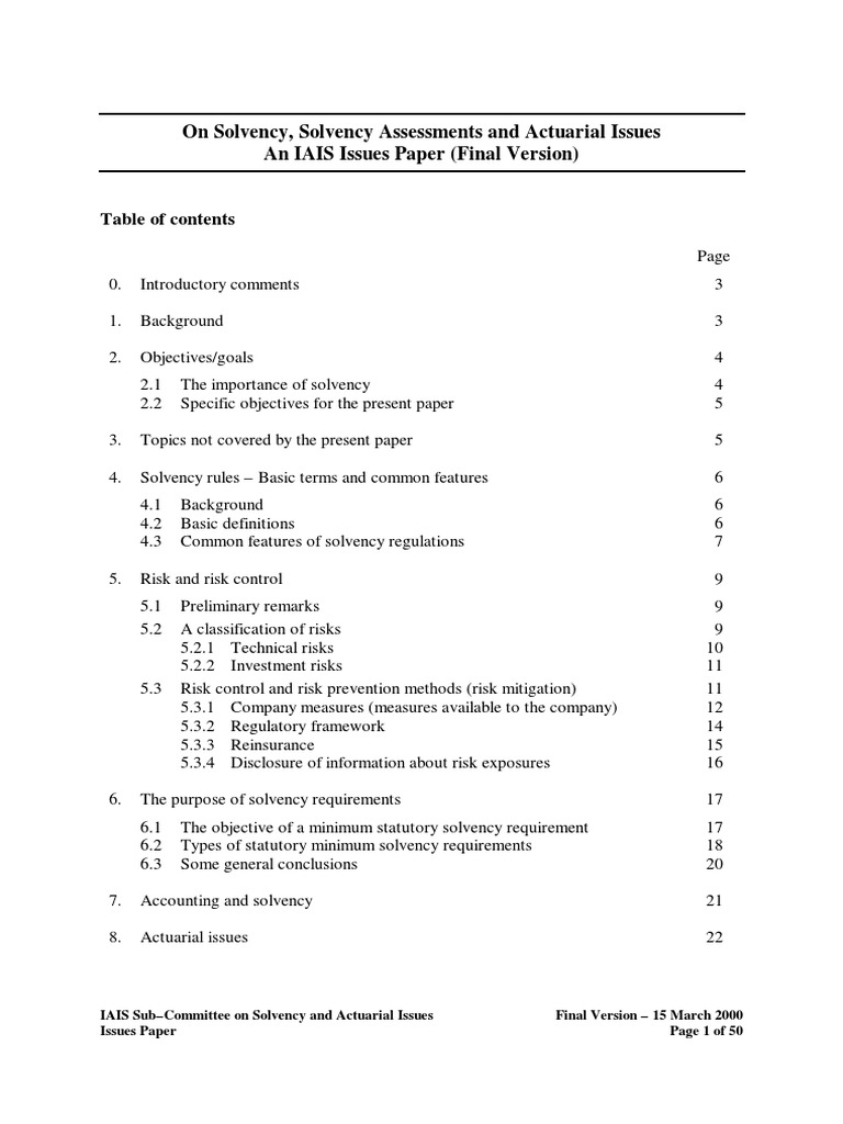 Solvency Assessment IAIS | PDF | Reinsurance | Insurance