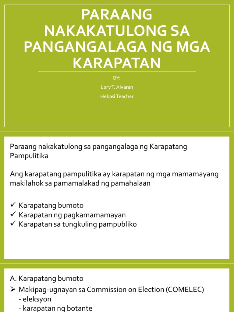 Mga Paraan Upang Mapangalagaan Ang Karapatang Pantao