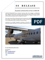 Press Release: Airstream Arranges The Purchase and Onward Lease of One (1) ATR42-500