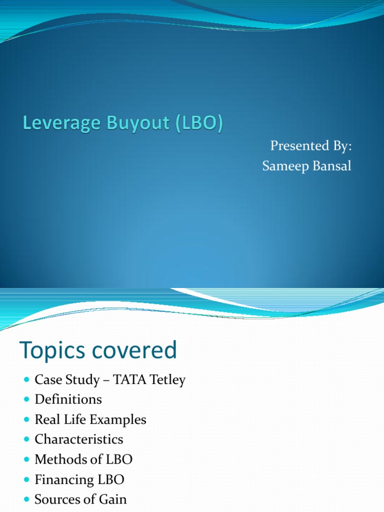 Leverage Buyout PDF Leveraged Buyout Stocks