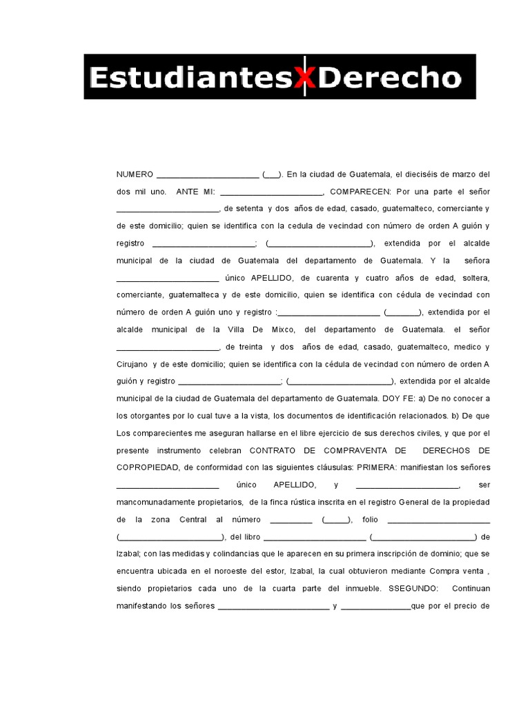 Contrato de Compraventa de Derechos de Copropiedad