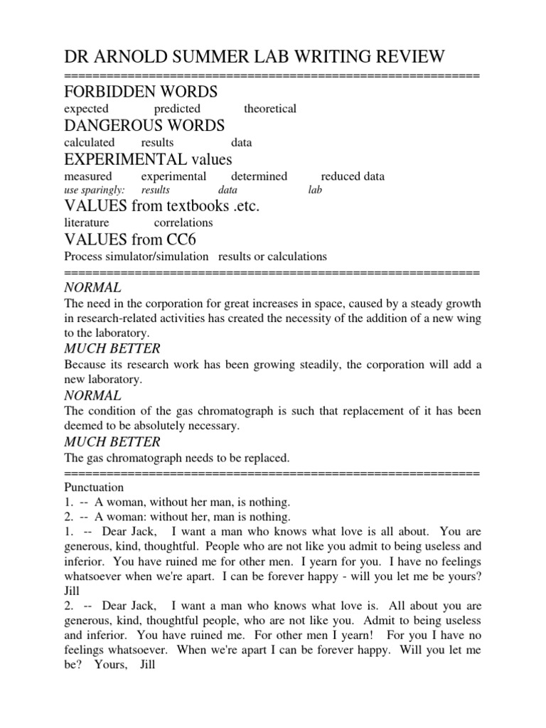 Lab Writing Review: Clarity & Precision | PDF | Scientific Method ...