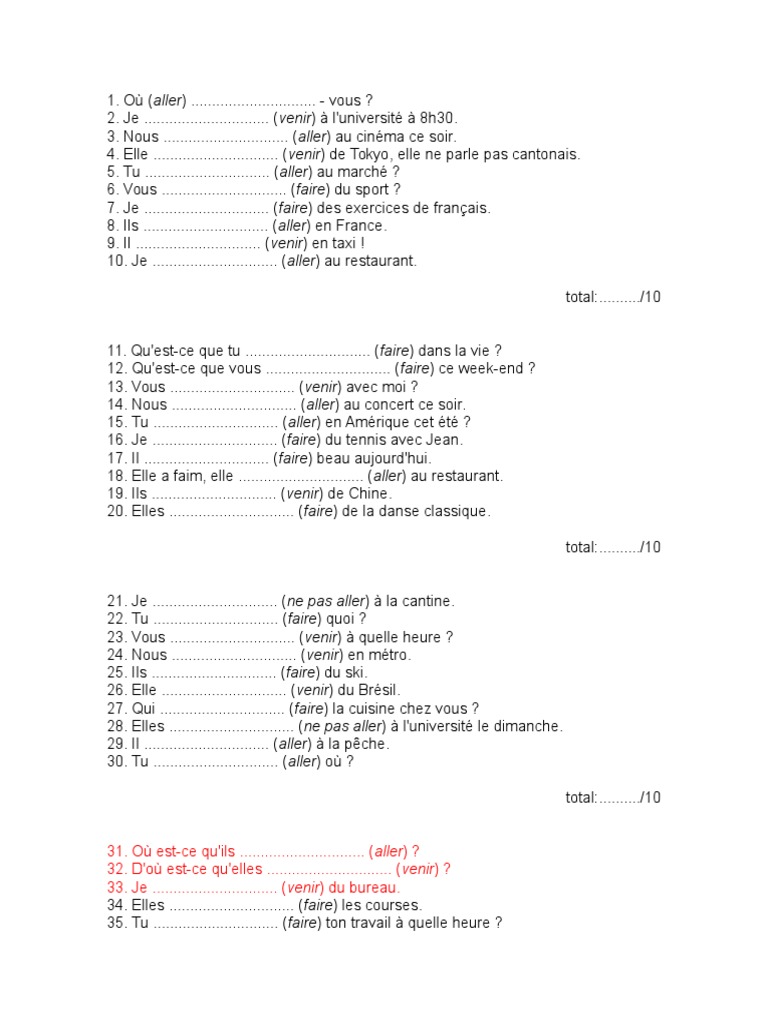 Verbe Aller Venir Faire Dire Au Présent Exercices Ce2 Pdf