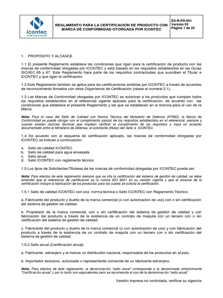 Reglamento de Certificación ICONTEC | PDF | Marca comercial | Contralor