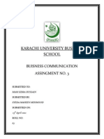 Karachi University Business School: Buisness Communication Assingment No. 3