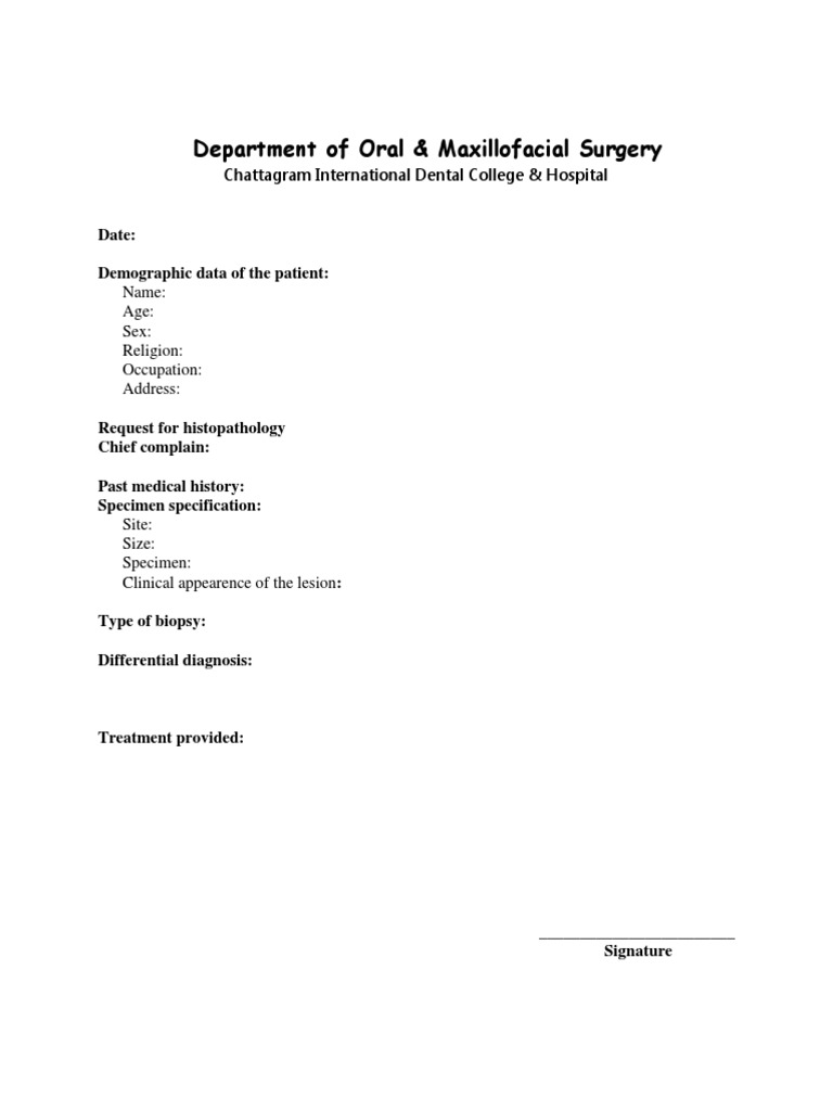 Histopathology Request Form Template | PDF