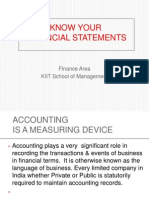 Know Your Financial Statements: Finance Area KIIT School of Management