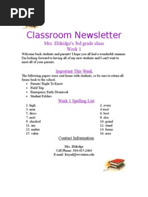 classroom newsletter