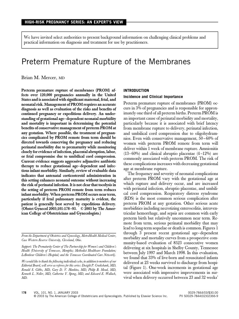 PPROM (Preterm Premature Rupture Membrane) | PDF | Preterm Birth ...