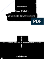 BADIOU, Alain, San Pablo La Fundacion Del Universalismo