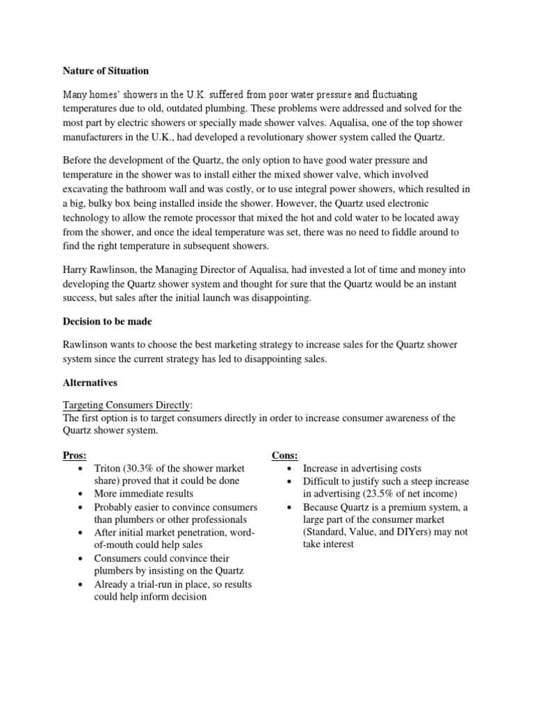 Aqualisa Quartz Case Study PDF Plumbing Prices