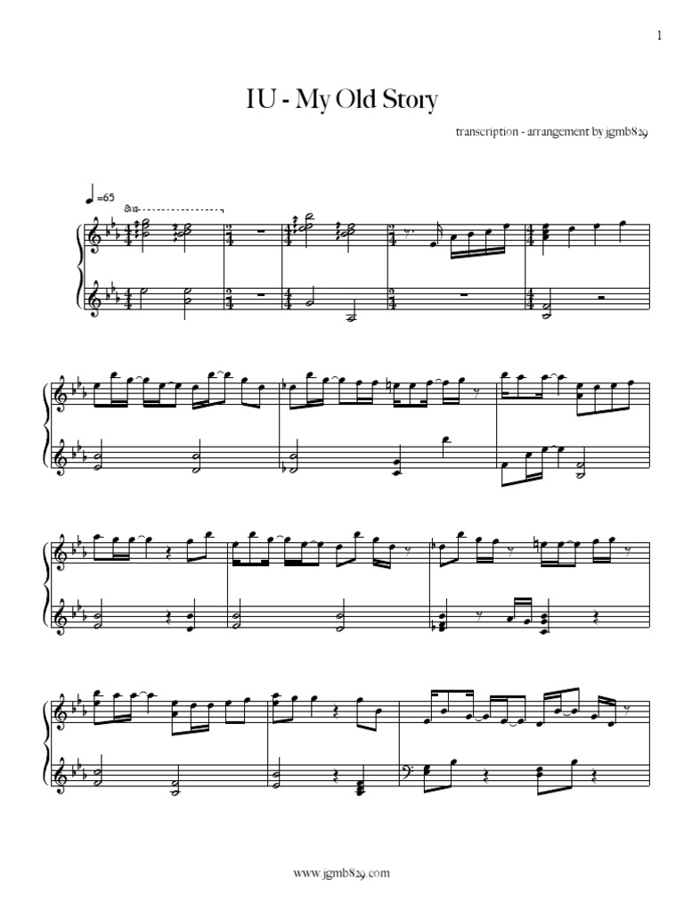 Iu My Old Story Piano Sheet Pdf Musicology Musical Compositions