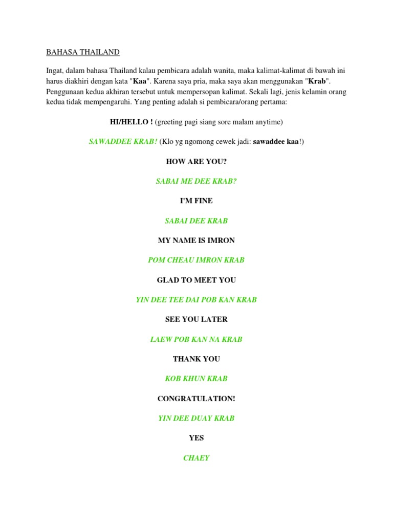 Bahasa Thailand Pdf