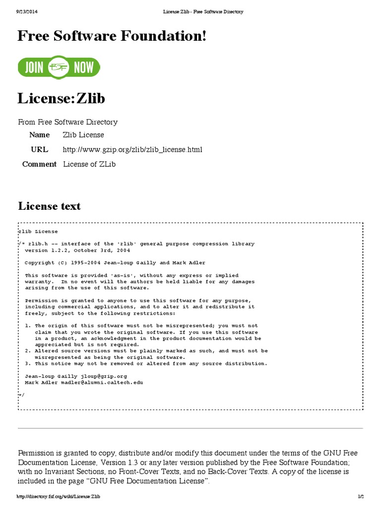 Zlib License Free Software