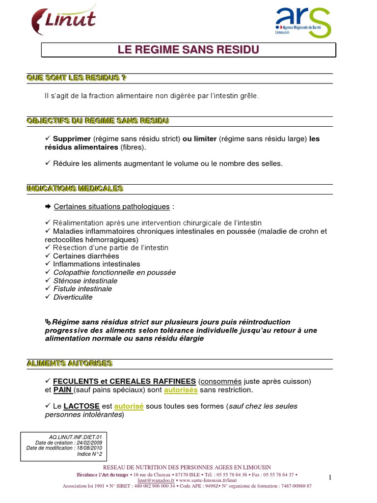Le regime sans residu.pdf Légumes Nourritures