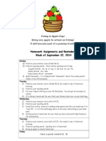 Homework Assignments and Reminders Week of September 22, 2014