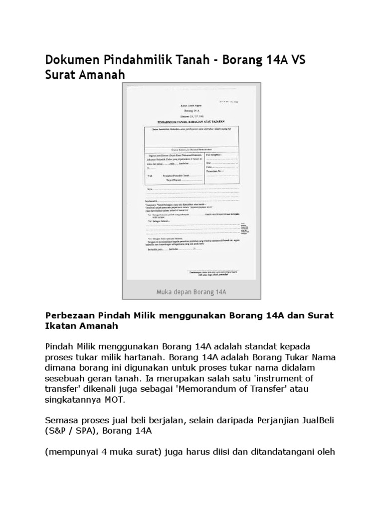 Dokumen Pindahmilik Tanah Pdf