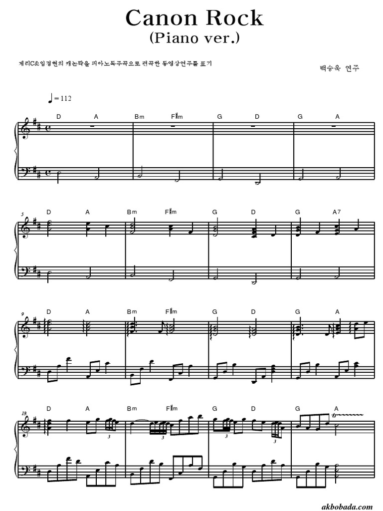 Canon Rock Piano Version Pdf