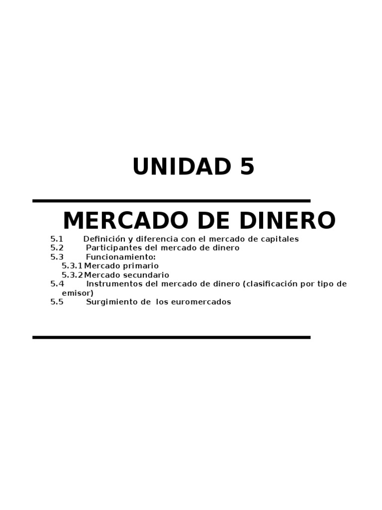 Introducción al Mercado de Dinero | PDF | Banco Comercial | Bancos