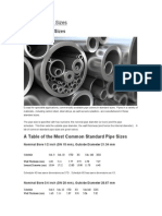 Standard Pipe Sizes