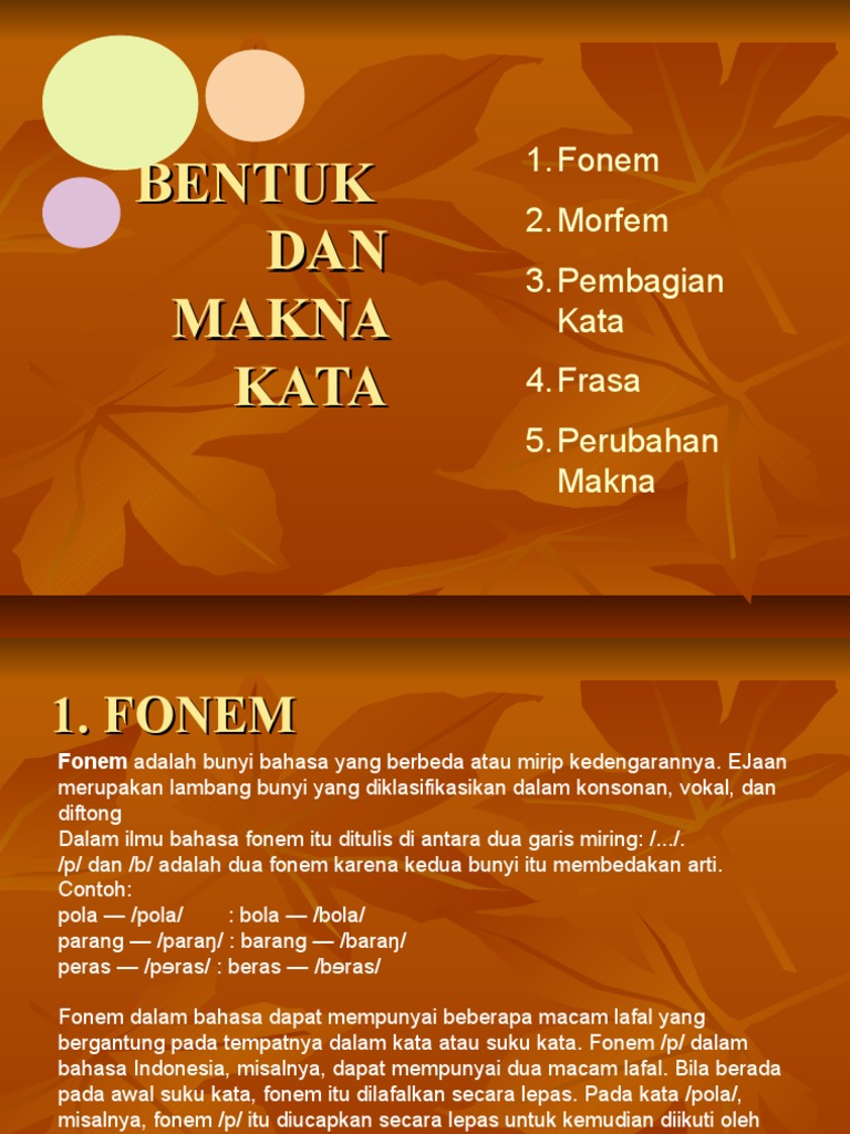 Bentuk Dan  Makna  Kata 