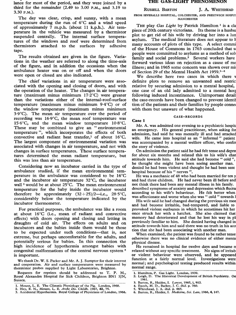 Gaslight Phenomenon in Mental Health | PDF | Temperature | Psychiatry