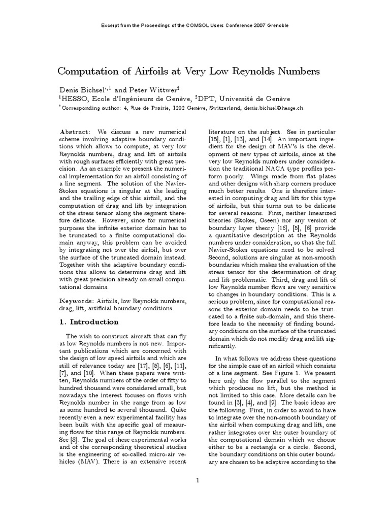 Low Reynolds Number Airfoil Computation | PDF | Lift (Force) | Drag ...