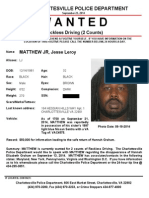 Wanted Poster For Jesse Matthew