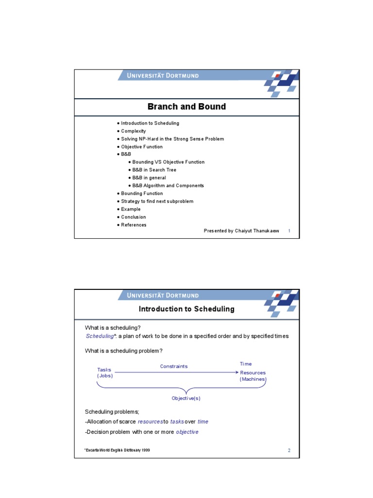 Branch and Bound for NP-Hard Scheduling | PDF | Computational ...