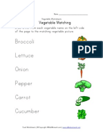 Vegetable Matching Worksheet