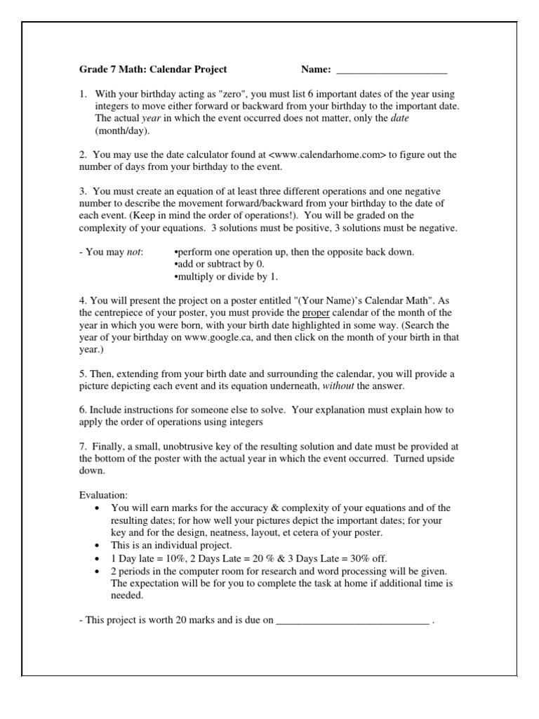 Calender Math | PDF | Teaching Mathematics | Equations